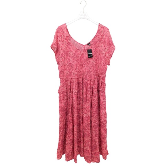 torrid Dresses & Skirts - Torrid Midi Gauze Smocked Skater Dress Etched Paisley Pink Size 3X